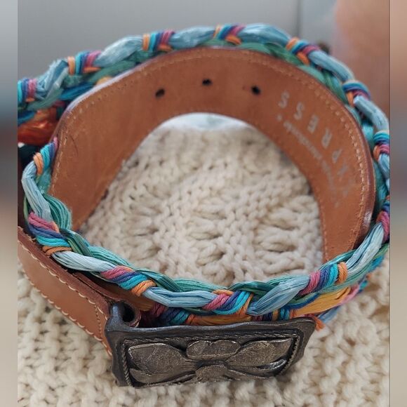 Express Accessories - Vintage Express Braided Raffia Leather Belt Size S